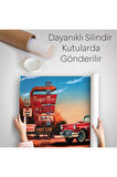 Kırmızı Klasik Araba Duvar Örtüsü-Halısı-6611