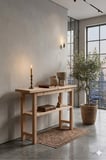 Naturel Ahşap Ladin Modern Dresuar Raflı