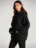 Siyah Kapşonlu Model Oversize Kalıp Regular UNİSEX Sweatshirt