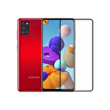 Samsung Galaxy A21s Tam Kaplayan Çerçeveli Kırılmaz Temperli Ekran Koruyucu Cam