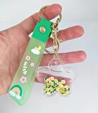 İçi Sulu Yıldızlı Yüzen Çiçekli Anahtarlık Çanta Süsü Oyuncak 12433