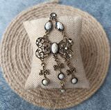 Küpe Otantik Kelebek Eskitme Swaroski Taşlı Vintage Sallantılı Küpe Kadın Takı Hediye 