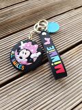 Anahtarlık Silikon Minnie Mouse Siyah Ayna Anahtarlık Çanta Süsü Karakter Figür Oyuncak 
