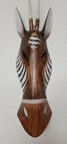 Ahşap El Yapımı Otantik Afrika Zebra 53 cm Maske Duvar Bahçe Cafe Süsleri  