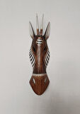 Ahşap El Yapımı Otantik Afrika Zebra 53 cm Maske Duvar Bahçe Cafe Süsleri  