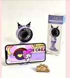 Fan Sulu El Fanı Kuromi Telefon Tutucu Şarjlı Vantilatör USB Şarj Taşınabilir Masa Üstü  