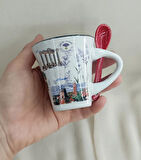 Bardak Kupa Seramik Kulplu 100 ml Yöresel Meşrubat Su Kahve Bardağı Antalya Görselli