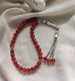 Tesbih 33 lü 08 mm Doğal Taş Akik Sardoniks Tesbih 