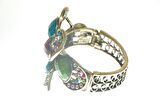 Hdmarketim Otantik Swarovski Taşlı Çiçekli Kelepçe Metal Bileklik