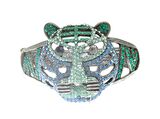 Hdmarketim Otantik Swarovski Taşlı Kaplan Kelepçe Metal Bileklik 5518