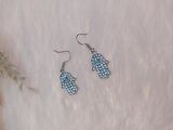 Hdmarketim Otantik Swarovski Taşlı Sallantılı Hamsa Figürlü Küpe Beyaz