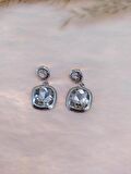 Hdmarketim Otantik Swarovski  Beyaz Taşlı Işıltılı Sallantılı Küpe Beyaz