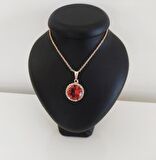 Sultanit (Zultanit) Rose Gold Renk Bukalemun Zirkon Doğal Taşlı Kolye