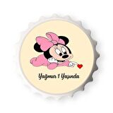 İsme Özel Baskılı Minnie Mause Doğum Günü Açacak Magnet 10 adet