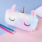 Peluş Unicorn Tasarım Kalem Kutusu Kalemlik