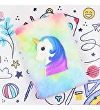 Renkli Gökkuşağı Unicorn Squishyli Peluş Defter