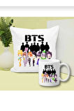BTS tasarimli yastık kupa set
