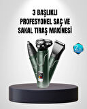 3D Akıllı Kesim Teknolojili Şarjlı Tıraş Seti – 3 Başlıklı Paslanmaz Çelik Bıçaklı