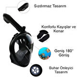 Yetişkinler İçin Tam Yüz Şnorkel Maskesi, 180° Görüş, Anti Sis, Kolay Nefes, Kuru Şnorkel