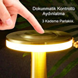 Dokunmatik Şarjlı Metal Masa Lambası 3 Renk Kısılabilir Taşınabilir Retro LED