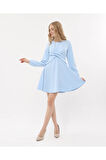 Uzun Kolu mini mavi elbise