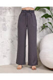İspanyol paçalı oversize keten pantolon  gri rengi