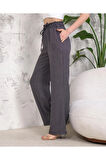 İspanyol paçalı oversize keten pantolon  gri rengi