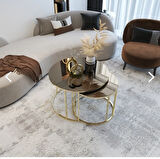 Yavrulu 1+1 Orta Sehpa Gold Ayak Bronz Ayna