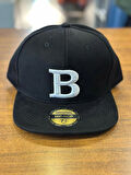 B Logo Nakışlı Siyah Renk Hip Hop Snapback Rapper Basket Cap Şapka