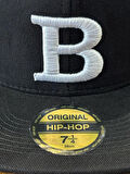 B Logo Nakışlı Siyah Renk Hip Hop Snapback Rapper Basket Cap Şapka