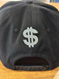 Dolar USD Nakışlı Siyah Renk Hip Hop Snapback Rapper Basket Cap Şapka