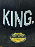 KING Nakışlı Siyah Renk Hip Hop Snapback Rapper Basket Cap Şapka