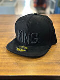 KING Nakışlı Siyah Renk Hip Hop Snapback Rapper Basket Cap Şapka