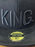 KING Nakışlı Siyah Renk Hip Hop Snapback Rapper Basket Cap Şapka