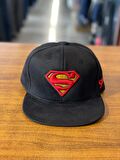 Superman Nakışlı Siyah Kanvas Hiphop Snapback Rapper Basket Cap Şapka
