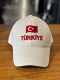 Türkiye Nakışlı Beyaz Renk Pamuklu Cap Şapka