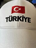 Türkiye Nakışlı Beyaz Renk Fileli Cap Şapka