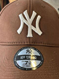 NY Yankees Nakışlı Trucker Beyzbol Model Kahverengi Renk Pamuklu Cap Şapka