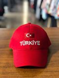 Türkiye Nakışlı Kırmızı Renk Pamuklu Cap Şapka