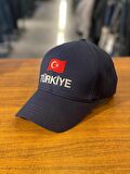 Türkiye Nakışlı Lacivert Renk Pamuklu Cap Şapka