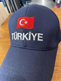 Türkiye Nakışlı Lacivert Renk Pamuklu Cap Şapka