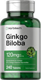 Horbaach Ginkgo Biloba Mabet ağacı ekstrat 120mg 240 Tablet Flavone Glycoside Vegetarian Gluten Free