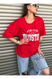 malkoçbey houston baskılı oversize unisex basic t-şihirt