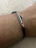 Filistin Haritası ( Kudüs Palestine ) Metal Bileklik ( Bileğe Göre Ayarlanabilir.