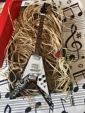 Elektro Gitar El Yapımı Ahşap Minyatür Hediyelik Biblo 25 cm Gibson ve  Jimi Hendrix