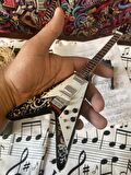 Elektro Gitar El Yapımı Ahşap Minyatür Hediyelik Biblo 25 cm Gibson ve  Jimi Hendrix
