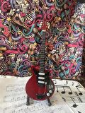 Elektro Gitar El Yapımı Ahşap Minyatür Hediyelik Biblo 25 cm Queen Freddie Mercury 