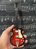 Vintage Elektro Koyu Kahve Gitar El Yapımı Biblo Minyatür 25 cm 3D