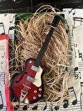 Vintage Elektro Koyu Kahve Gitar El Yapımı Biblo Minyatür 25 cm 3D