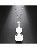 Keman Violin Paslanmaz Çelik Kolye 